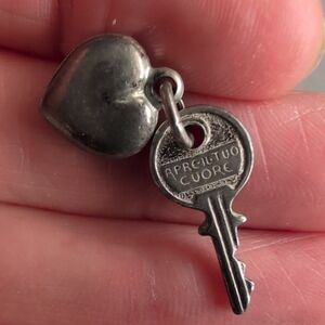 Silver Heart and Key Charm